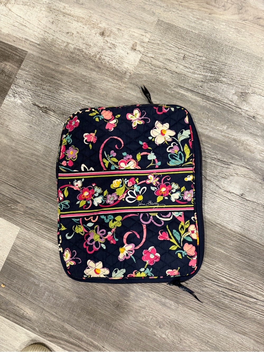 Vera Bradley Navy Quilted Floral Organizer Pouch
